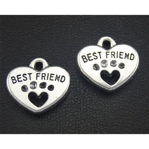 8pcs Silver Color Best Friend Heart Charm Handmade Charms Pendants Jewelry Findings 12X13mm A1749