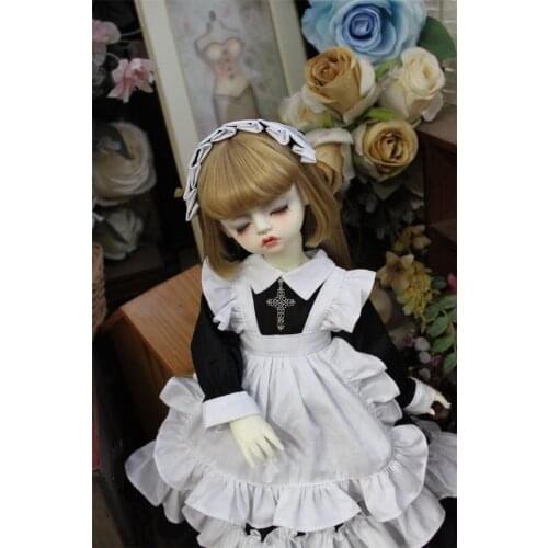 BJD Doll clothes suitable for 1/3 1/4 1/6 Blythes Size White Palace Style Apron Retro Doll Dress Accessories (Skirt + Tiara)