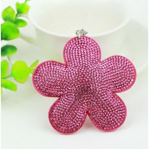 Fashion Plum Car Keychain For Women Girls Flower Rhinestone Tassel Key Ring Holder Tassel Key Chains Jewelry Accessories