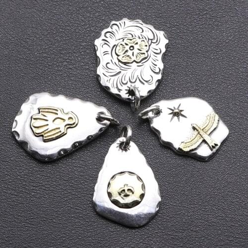 Pure 925 Sterling Silver Jewelry Feather Charms Eagle Card Vintage Pendant for Unisex Thai Silver Goros Necklace Chain 686