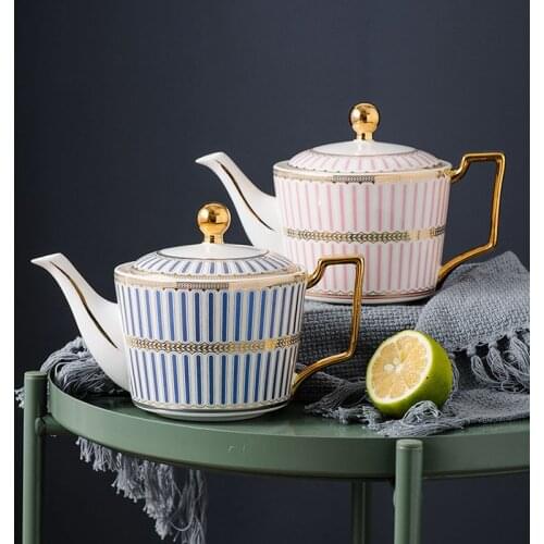 Europe Noble Bone China Coffee Teapot Tea Set 730ml Luxury Ceramic Tea Pot Flower Tea Set Puer Kettle Office Home Tool Drinkware