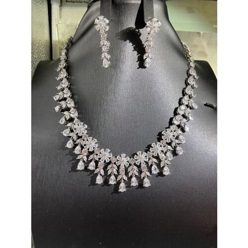 Janekelly2 pcs Bridal Zirconia Full Jewelry Sets For Women Party, Luxury Dubai Nigeria CZ Crystal Wedding Jewelry Sets