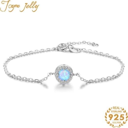 JoyceJelly Classic Women Silver Opal Bracelt For Charm Lady Round Shape Gemstone 925 sterling silver jewelry wedding party gift