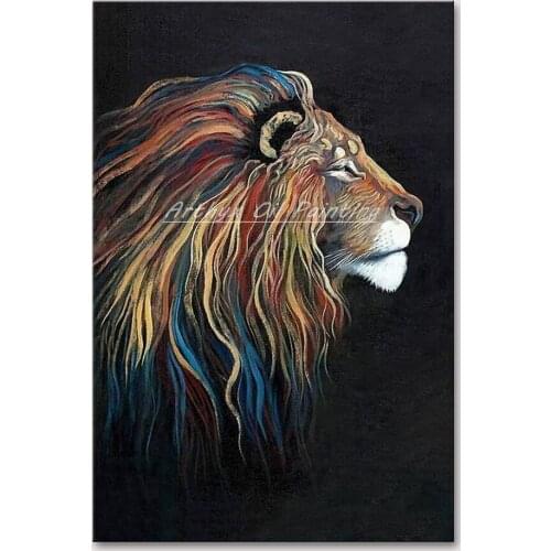 Arthyx Paintings Hand Painted Lion Animal Oil Painting On Canvas Modern PopArt Wall Picture For Living Room Home Decoration Gift