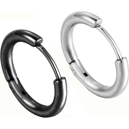 2 pieces Gold Silver Stainless Steel Round Sculpture Hoop Earrings Korean Cute Circle Ear Cute Jewelry
