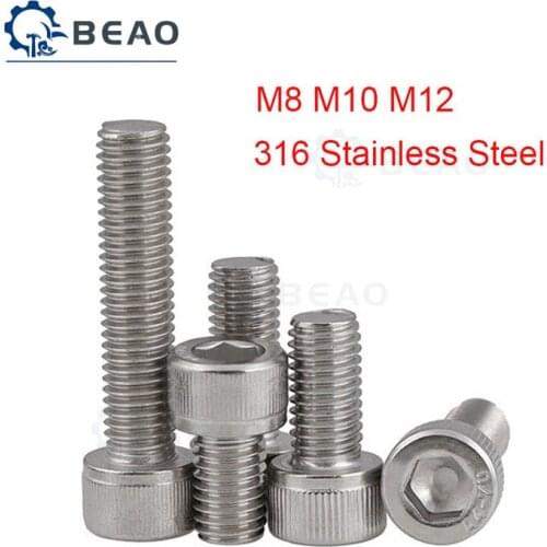 M8 M10 M12 316 Stainless Steel Hexagon Socket Head Cap Screws DIN912 Cylindrical Head Cap Hex Socket Screw