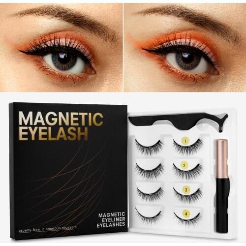Magnetic Eyelashes 3D Mink Eyelashes Magnetic Eyeliner Waterproof Liquid Short False Lash Lasting Handmade Eyelash Makeup Tool