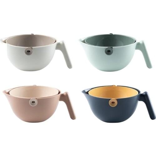 Multifunctional 2 In 1 Handheld Storage Basket Drain Bowl Kitchen Vegetable Fruit Container Washing Basin Strainer