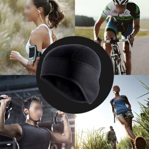 Men Womn Winter Skull Cap Helmet Liner Cycling Beanie Windproof Ear Covers Hat