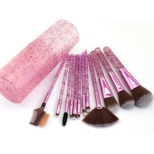 12Pcs/set Diamond Crystal Makeup Brushes Set Make Up Tools Foundation Powder Eyeshadow Blending Eyebrow Eyelash Eyeliner Brush