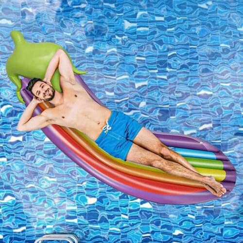 Pool Float Inflatable Eggplant Shape PVC Portable Good Air-tightness Pool Lounger for Adults Kids