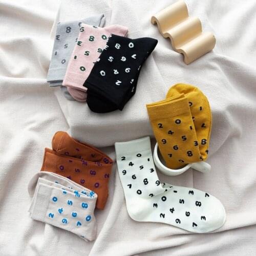 Fashion Chic Numeral Short Women Socks Combed Cotton Comfortable Breathable Harajuku Casual Girls Socks For Winter Female Sokken