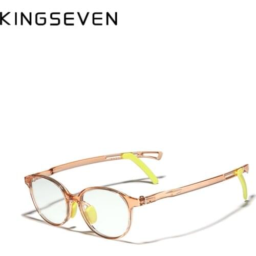 KINGSEVEN 2021 Adjustable Temple New Design Children Anti Blue Light Blocking Glasses Computer Gaming Kids Girls Eyeglasses