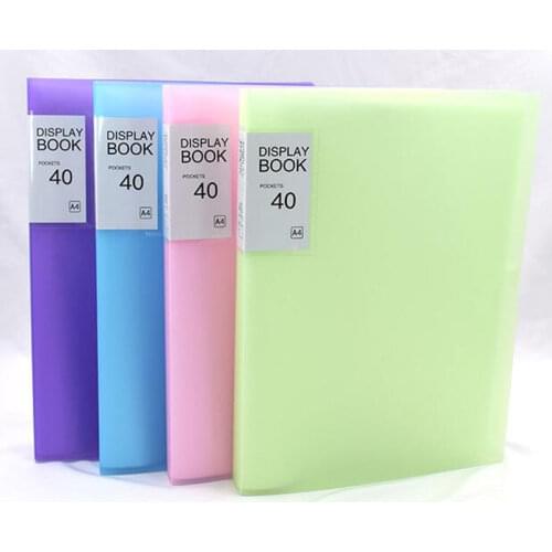 A4 5color Display Book 20/30/40 Page Transparent Insert Folder Document Storage Bag for Bank Campus File Office Workplace Family