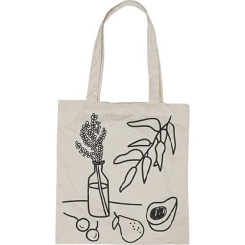 PGOLEGGY New Eco Friendly Shopping Bag Lovely Canvas Handbag Shoulder Shopping Tote Satchel Eco Messenger Bag Square Fruit Bag