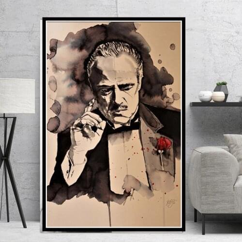 Poster And Prints Hot The Godfather Classic Movie Gangster Actor Painting Art Canvas Wall Pictures For Living Room Home Decor