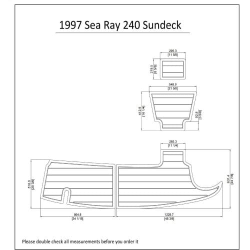 1997 Sea Ray 240 Sundeck Swim Platform Pad 1/4" 6mm Boat EVA Teak Decking