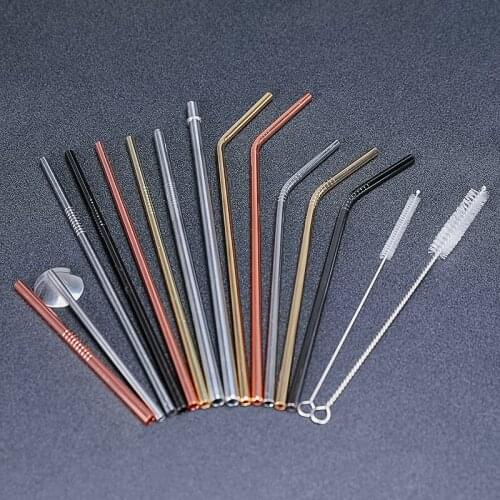 Kitchen Barware Bar Accessories Stainless Steel Polishing Flame Cocktail Drinking straw 4pc/lot