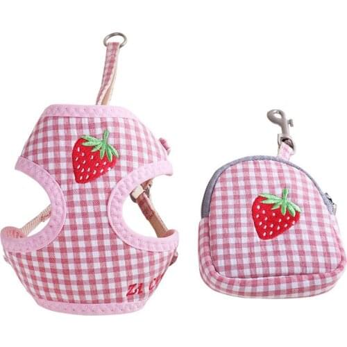 No Pull Adjustable Dog Harness and Leash Set Snack Bag Embroidery Cat Harnesses Vest for Small Medium Dogs Vest Outdoor Walking