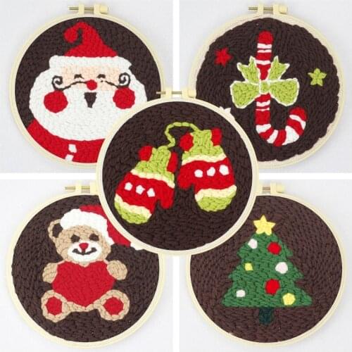 Christmas Series Punch Needle Starter Kit Christmas Tree Punch Needle Kit for Beginner Christmas Gift Craft Kits English Manual