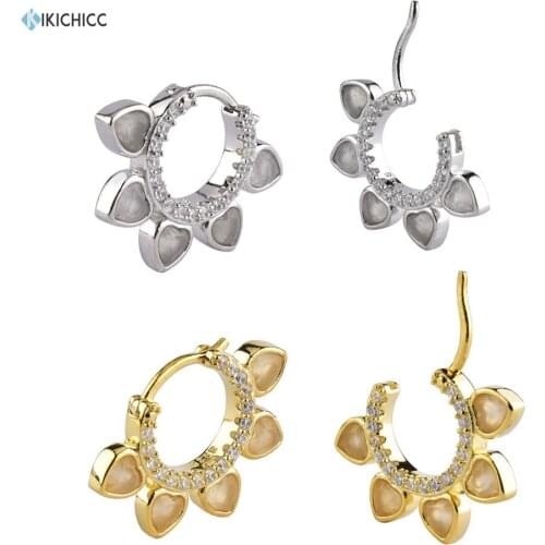 Kikichicc 925 Sterling Silver Flower Heart Drop Earrings 2020 Luxury CZ Zircon Milk Opals Unique New Fashionable Jewelry