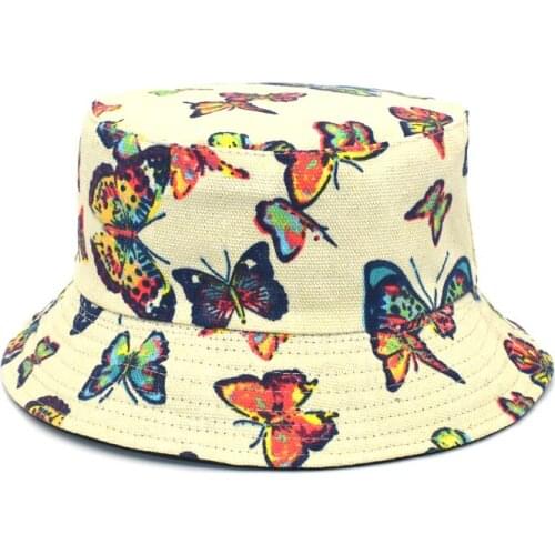 Ladies Summer New Printed Bucket Hat Sun Hat Male Double-Sided Shade Outdoor Travel Fisherman Hat Bucket Hat M104