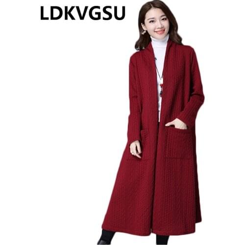Split Vintage Women Spring Autumn Coat Long Kimono Collar Fashion Pattern Casual Loose Windbreaker Jacket Long Sleeve Outerwear