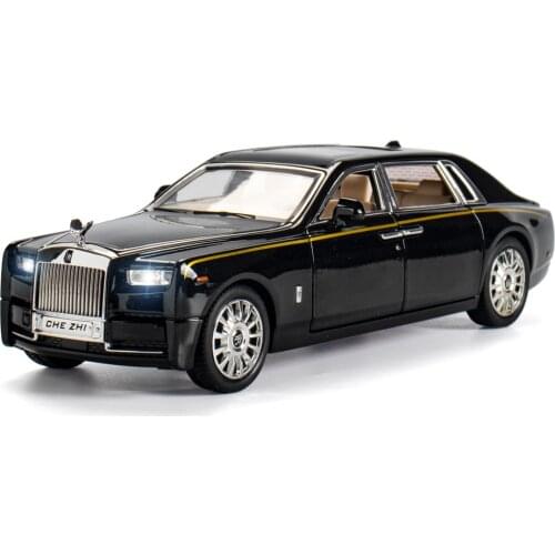 1:24 Diecast Alloy Car Model Rolls Royce Phantom Metal Toy Car Wheels Simulation Sound Light Pull Back Car Collection Kid HC0154