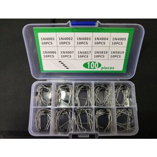 1box 100pcs=10Value*10pcs rectifier box IN5819 1N5818 1N5817 1N4001 1N4002 1N4003 1N4004 1N4005 1N4006 1N4007 Assorted diode kit