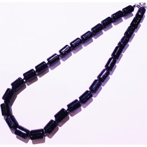 1 Strand/28Pcs Best Gift Fashion Jewelry Blue Sand Stone 13x10mm Cylindrical Shape Unisex Pendant Necklace Length 210mm