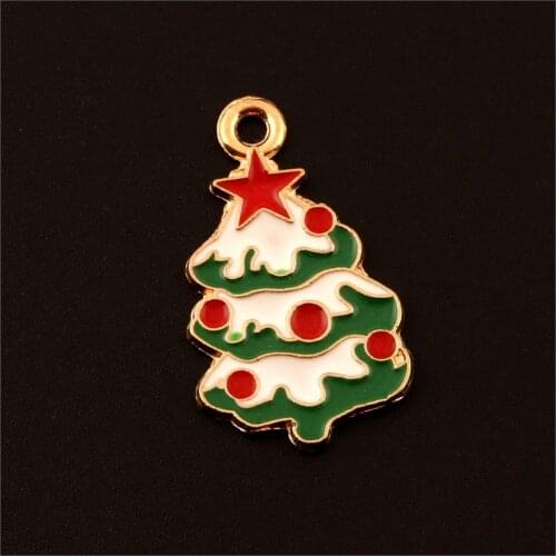 20Pcs Silver Color Enamel Art Oil Drop Santa Claus Snowflakes Trees Charms Christmas Pendant Findings Accessories 23X30mm A489