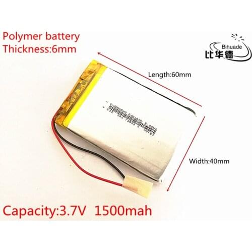 3.7V 1500mAh 604060 Lithium Polymer Li-Po li ion Rechargeable Battery cells For Mp3 MP4 MP5 GPS PSP