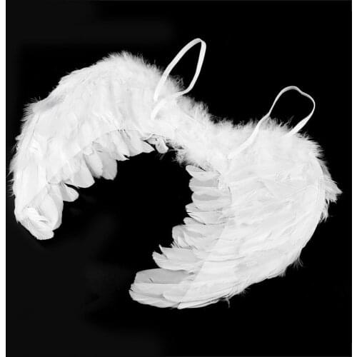 45x35cm Fairy Angel Wings White Feather for Baby Girls Fancy Dress Costume Halloween Party Event Supplies Fashion Dresses
