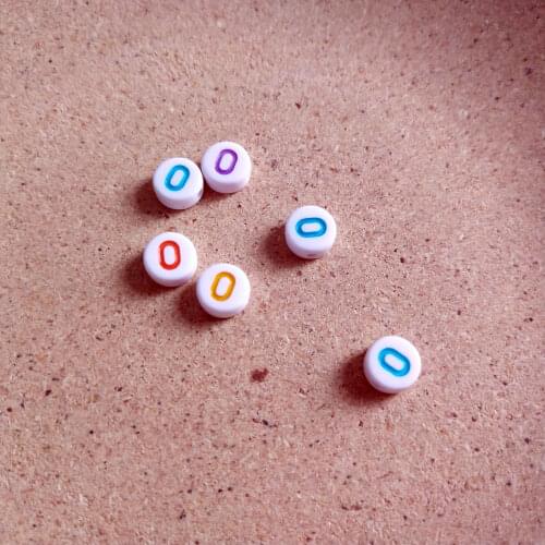 Single Initial O printing Acrylic Letters Beads 500pcs/Lot 4*7MM Flat Coin Round Shape DIY Jewelry Bracelet Alphabet Spacer Bead