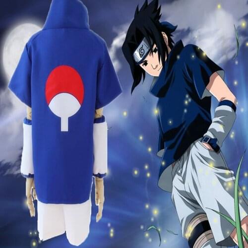 Anime Naruto Shippuden Cosplay Costume Uchiha Sasuke Blue Black Uniform Cosplay Costumes Halloween Cloth Unisex Cosplay Costumes