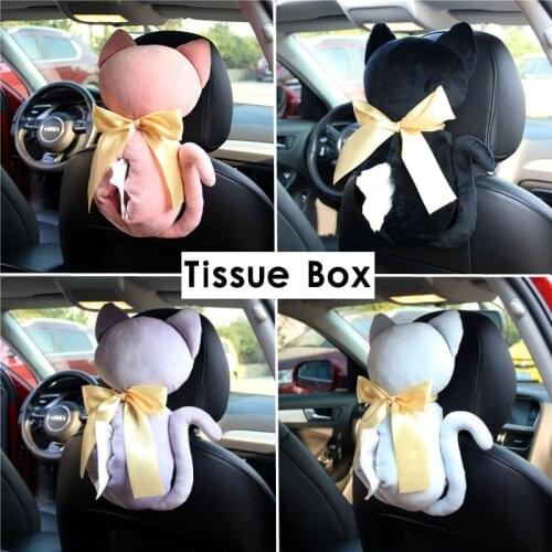 Car Tissue Box Cartoon Plush Auto Tissue Holder Block-type Hanging Multi-function Tissue Box Car Styling Armrest Cover
