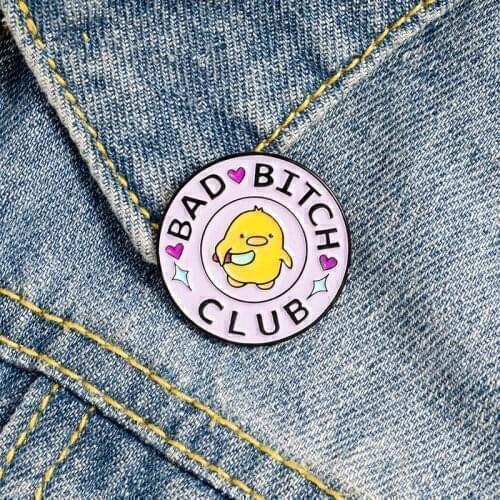 Bad Bitch Club Enamel Lapel Pins badge Holding Knife Brooches Badges Fashion Pins Gifts for Friends Jewelry Accessories