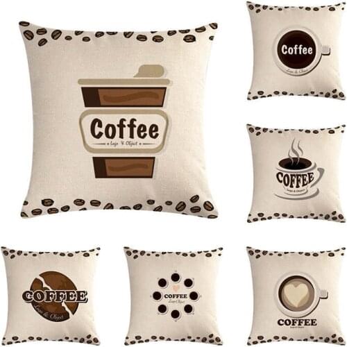 Decorative Throw Pillow Case Cover New Cartoon Coffee Cup Cushion Cover For Sofa Home Home Capa De Almofadas