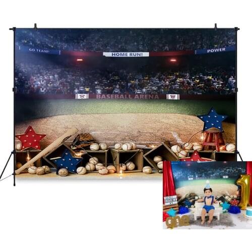 Kid Boy 1st Birthday Photography Backdrops Baseball Sport Stadium Child Newborn Backdrop Baby Artistic Portrait Gym Background