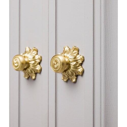 European British furniture handle light luxury Brass Handle cupboard furniture wardrobe door drawer Gold American handle