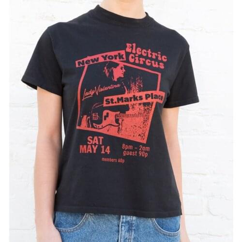 Vintage Guitar graphic tee shirt Women Summer Round Neck Short Sleeve Cotton T Shirt Femme retro Casual Classic Tshirt Tops 2021