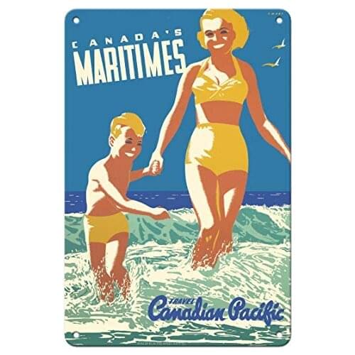 Canada’s Maritimes - St. Andrews by The Sea - Canadian Pacific - Ocean Linerby Peter Ewart c.1950 Metal Tin Sign