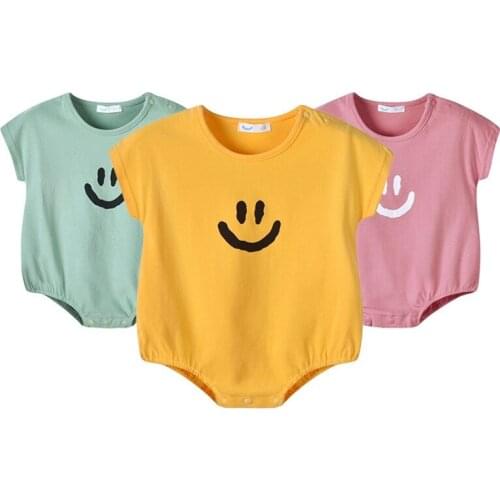 Newborn Baby Boy Girl Rompers Cute Cartoon Short Sleeve Bodysuit Summe Rbaby Loose Clothes Toddler Kids Casual Playsuit