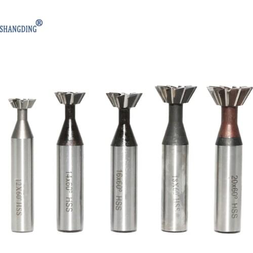 Brand New 1Pcs 12/14/16/18/20mm60Degree HSS Straight shank HSS Dovetail Milling Cutter End Mill Smooth Cutting High Speed Steel