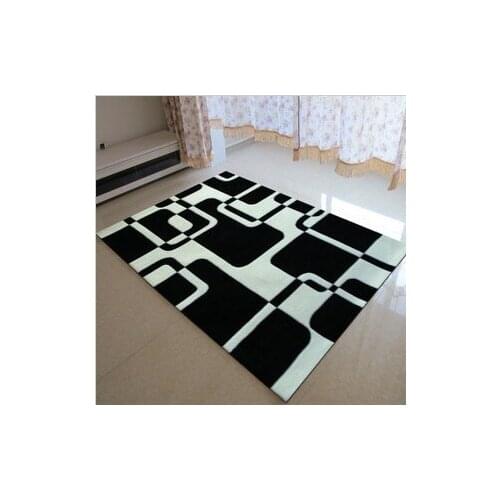 Handmade carpet , Abstract painting , Geometrical drawing ,Black and white ,Super soft ,black carpet , product code 0025