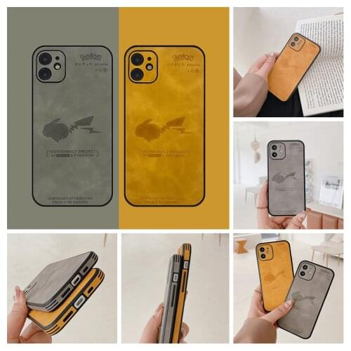 Anime Pokemon Pikachu leather Phone Case For Apple iPhone 11 12 Pro Max mini 7 8 plus XR X XS MAX SE Shockproof Case Cover