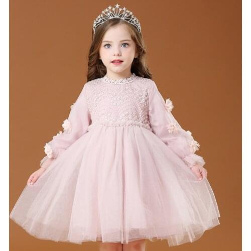 Cute Baby Girls Princess Dresses Long Sleeve Ladylike Kids Tutu Dresses Fashion Children Party Clothes Toddler Girls Outfits