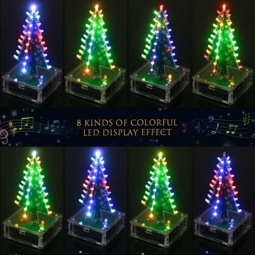 DIY Christmas Tree kit Colorful Easy Making LED Light Acrylic Christmas Tree with Music Electronic Learning Kit Module