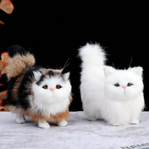 Real Hair Cat Dolls Simulation Animal Toy Cats Will Meowth Childrens Pet Cat Plush Toys Ornaments Birthday Gift Electronic Pet