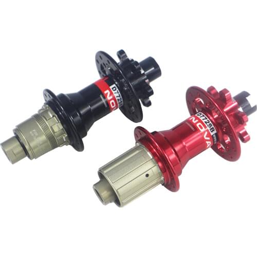 4IN1 Novatec D772SB 24 holes 142mm X12 MTB XC disc rear hub 24H 12mm thru, black red, 10/11s XX1 11v Cross-Country mountain bike